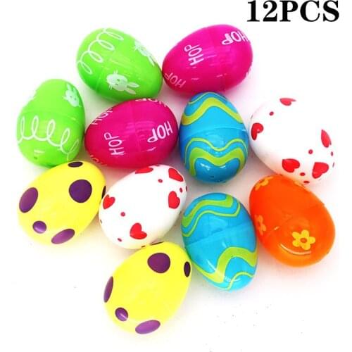 12pcs Easter Egg Fashion Chic DIY Printed Eggs Easter Decorative Eggs Colorful Easter Hanging Eggs
