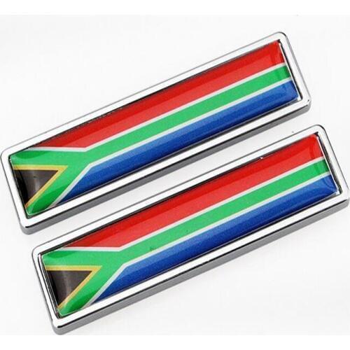 2Pcs/Lot Car South Africa Flag Metal Sticker Decorate Sticker Emblem Badge For S. Africa s africa National flag Cars