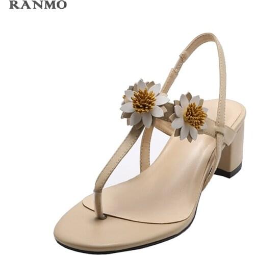 2021 Flower Flip-toe Sandal Womens Sandal High Heels Casual Comfortable Sandal Outdoor Sandal Beach Sandal True Leather Leather