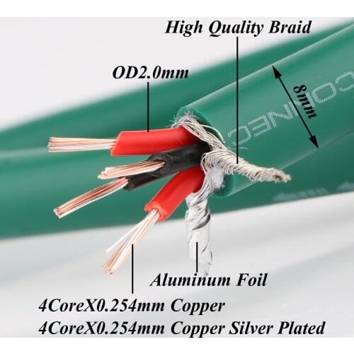 2m High Quality Pure Copper silver mixed HiFi Audio cable RCA interconnect bulk cable DIY RCA Balance Audio