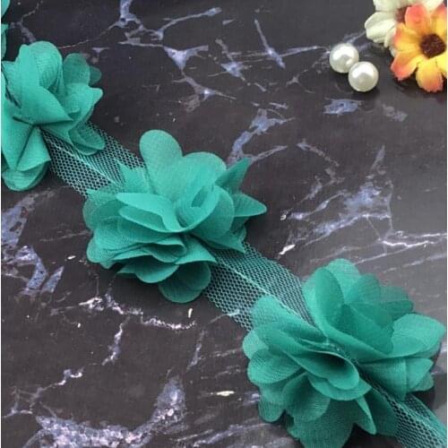 24pcs flowers 3D Chiffon Cluster Flowers Lace Dress Decoration Lace Fabric Applique Trimming Sewing Supplies