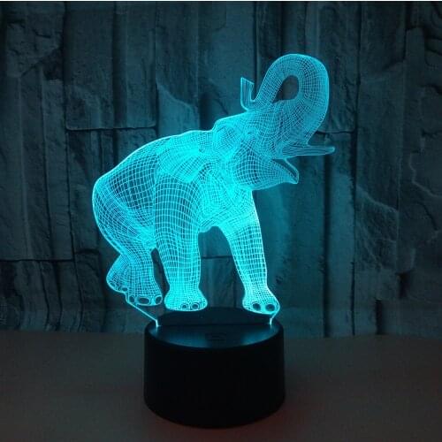3D Lamp LED Night Light Zoo Dance Elephant Action Figure 7 Colors TouchTable Decoration Light Optical Illusion