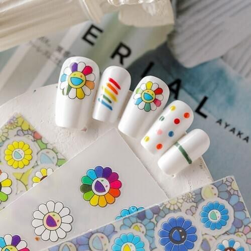 3D Decal Rainbow Sunflower Decoration Nail