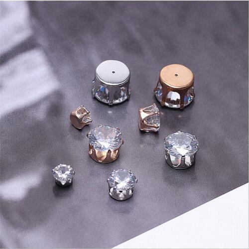 5pcs/lot wholesale 6/8/10/12mm zircon claw crystal beads with hole connectors for diy handmade shoe earrings jewelry acceossory