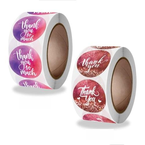 500Pcs/roll Colorful Thank You Sticker for Business Packing Label Handmade Wedding Gift Sealing Labels Stationery Decor Sticker