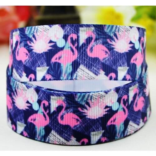 22mm 25mm 38mm 75mm Ruban satin Flamingo Cartoon Character printed Grosgrain Ribbon party decoration X-02019 10 Yards