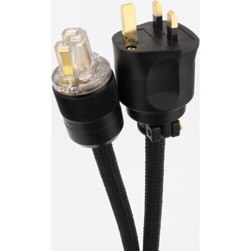 YTER 99.998% OFC Pure Copper Gold Plated HIFI amplifier UK IEC AC Female Male Power Plug Power Cable Cord Wire