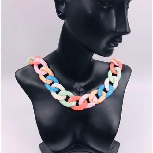 ZiccoWong Acrylic Colorful Chunky Chain Necklace Pendant For Women Girl Resin Long Chain Big Pendants Necklace Fashion Jewelry