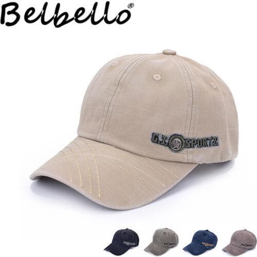 Belbello Spring simple baseball caps Wash to make old outdoors sunshade caps Fashionable cotton embroidery Alphabetic hats