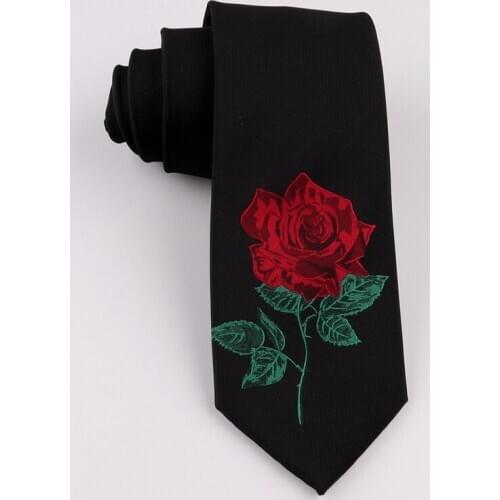 Free Shipping mens male casual Fashion Original design trend personality literary gift casual embroidery roses 7CM tie necktie