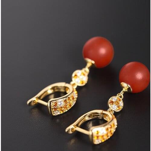 DAIMI Baoshan Persimmon Red South Red Agate Earrings Womens Natural 925 Sterling Silver Earrings Customization