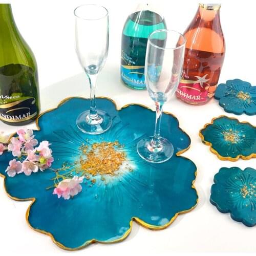 DIY Sakura Tea Tray Coaster Silicone Resin Mold Epoxy Resin Molds for Craft Coaster Jewelry Making Tools Resin Mold Silicone