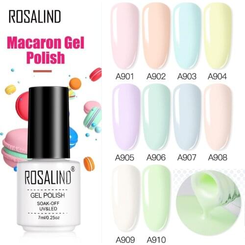 ROSALIND Macaron Gel Nail Polish Soak Off Hybrid Varnishes UV Gel Nails Art Semi Permanent Top And Base Lacquer All For Manicure