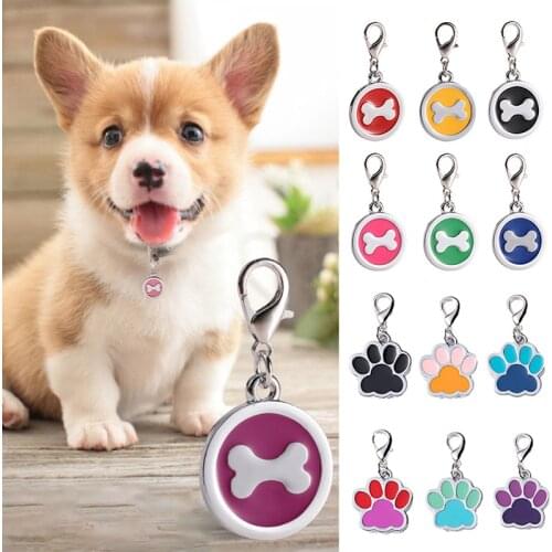 Anti-Lost Dog Id Tag Personalized Engraving Pet Dog Collar Pendant Customized Pet Name Stainless Steel Bone/paw Pet Accessories
