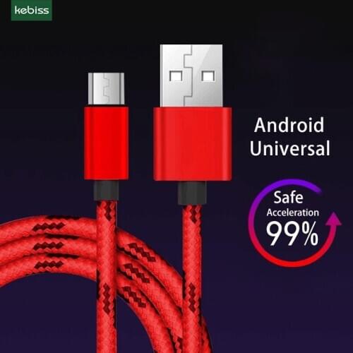 Kebiss Micro USB Cable 3A Nylon Fast Charging USB Cable for Xiaomi HTC USB Charger Data Cable Mobile Phone Cable