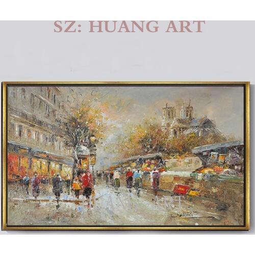 Classical street the Eiffel Tower in Paris France oil painting romantic city fashion bedroom decorate gifts landscape painting