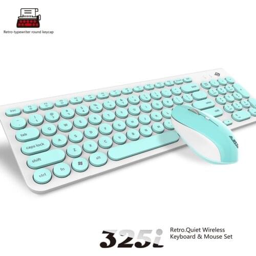 Ajazz 325i Wireless Bluetooth Keyboard and Mouse Set Retro Layout Compact Office Home Mouse & Keyboard for PC Desktops Laptops
