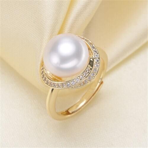 Pearl Ring Settings, Fashionable Ring Findings, Adjustable Size 925 Silver Ring Jewelry DIY making No Pearl