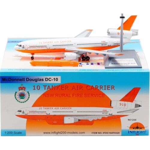 Diecast 1:200 Scale Douglas DC-10-30 N612AX Rural Fire Service Airlines Plane Model Alloy Aircraft Collection Souvenir Gift