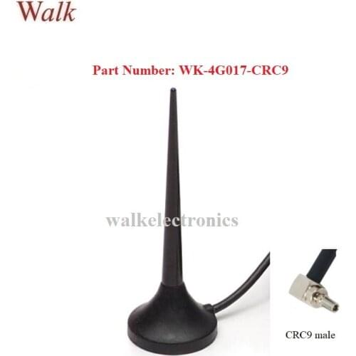 Magnetic car antenna, CRC9 male right angle, 3dbi gain, RG174 cable gsm 3g LTE 4g antenna, whip antenna, 4g LTE car antenna