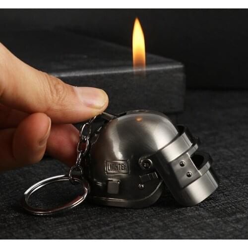 Mini Lighter Creative Cool Helmet Shaped Butane Gas Lighter Keychain Funny Gift Collection for Men Cigarette Lighter