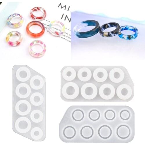 2021 New Assorted Rings Crystal Epoxy Resin Mold Jewerly Ring DIY Crafts Silicone Mould 2020 trend