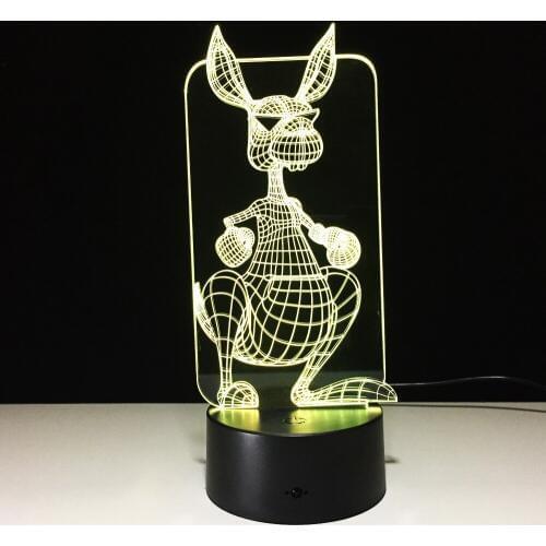 New 3D animal action figure Kangaroo Gradient color Multicolored visual stereoscopic LED lamp Bedside Gifts for Children Y90