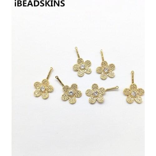 New arrival! 28x17mm 20pcs Copper/Zircon Flower shape charm for Jewelry Findings Earrings parts,hand Made Earrings Jewelry DIY