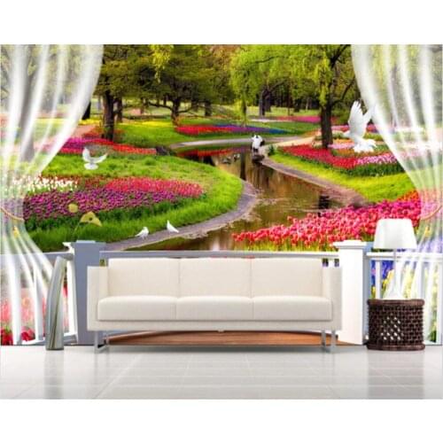 Beibehang Customized modern fashion park landscape woods flower background wallpaper papier peint wall papers home decor