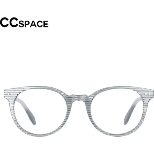 53226 Acetate Round Silver Stripe Men Womens Eyewear Decorative Retro Optical Eyeglasses