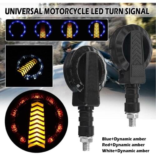 Pair Motorcycle Indicators Flowing Turn Signal Dual Color LED Light Driving lights Stop Brake light Running light Universal