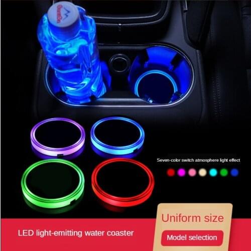 (A pair) Water Cup Mat Colorful Light-emitting Car Interior Sensing Center Control Anti-skid Pad
