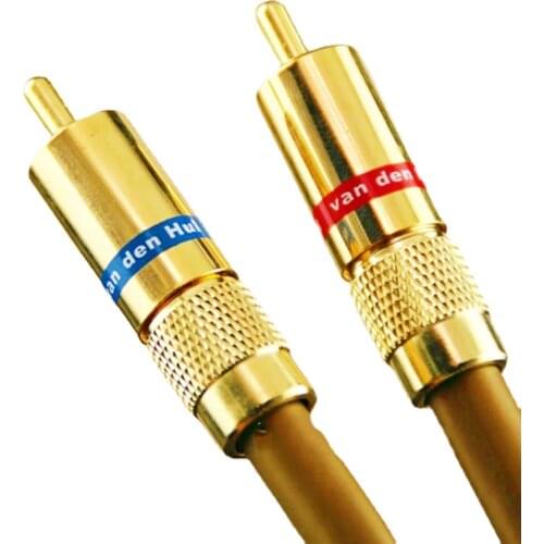 Pair Audiophile Van Den Hul VDH Hybrid Audio RCA Gold-Plated Plug Interconnect Cable for Amplifier CD Player