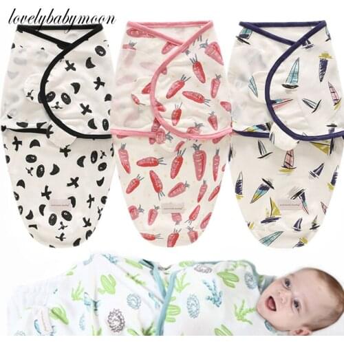 Newborn Swaddle Wrap +Hat Cotton Baby Receiving Blanket Bedding Cartoon Cute Infant Sleeping Bag For 0-6 Months