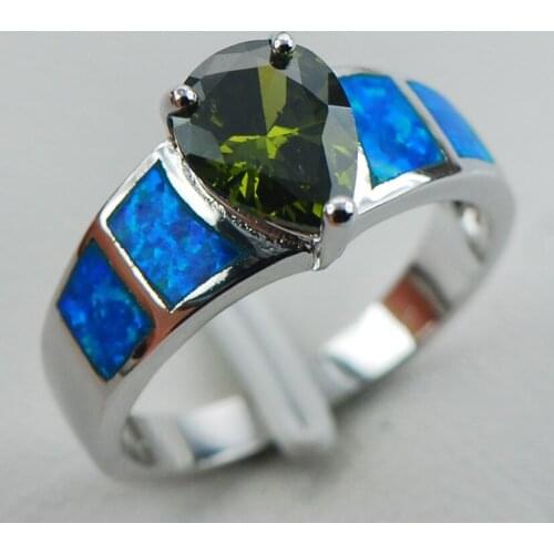 Peridot Blue Opal 925 Sterling Silver Ring Size 6 7 8 9 10 R1272