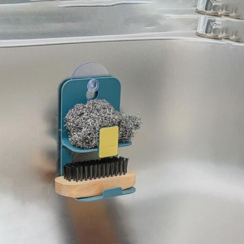 Kitchen Sink Double Layer Suction Cup Drain Rack Wall Sucker Sponge Storage Dish Cloth Drying Holder Bath Soap Stand Organizer