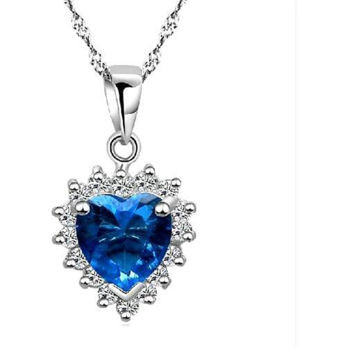 Wholesale Silver plated pendant 925 Sterling Silver fashion jewelry heart of the sea pendants necklace for women/men +chain