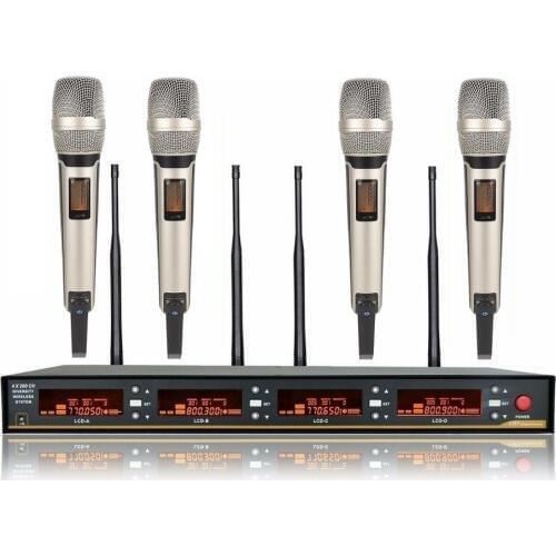 Bolymic Handheld Wireless Microphone System UHF Professional 4 Channel 4 Cordless mics For Church school karaoke