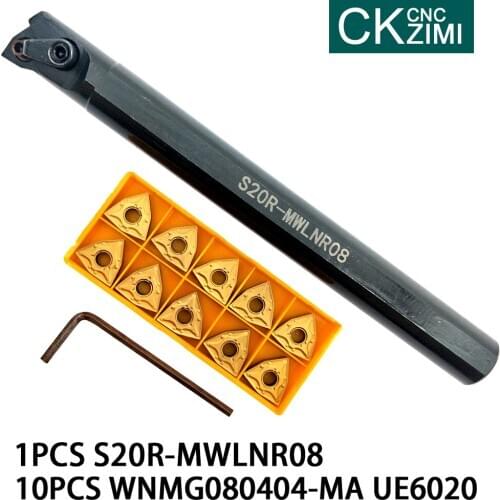S20R MWLNR08 20mm Lathe Cutting Tools CNC Turning Tool Lathe Machine Tools Internal Metal Lathe Tool Boring Bar Type WNMG080404