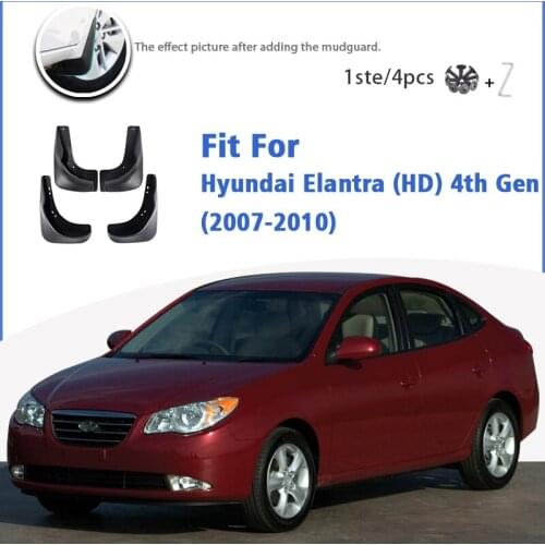 Mudguard For Hyundai Elantra HD 4th Gen 2007-2010 Front Rear 4pcs Mudflaps Mudguards Car Accessories Auto Styline Splash Guard