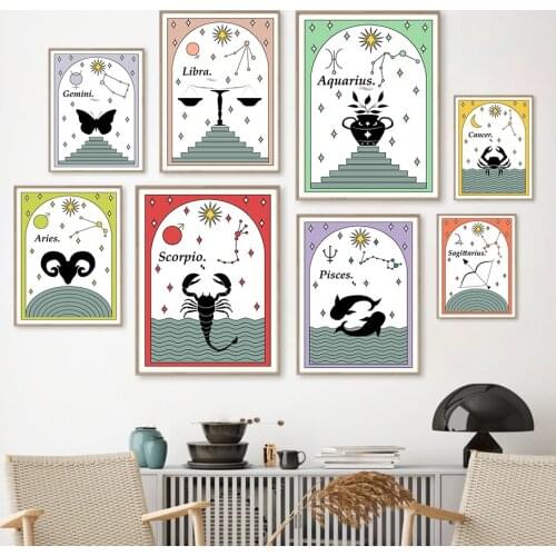 Constellation Astrology Boho Tarot Wall Art Canvas Painting Nordic Posters And Prints Wall Pictures Kids Room Nursery Decoration