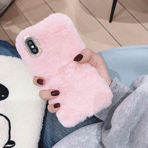 Warm Fur Plush Fur Crystal Cases For Xiaomi MI 10 Pro 9T 9 8 Lite SE 6x 5s 5c 4i A1 A2 Plus Luxury Diamond Silicone Phone Case