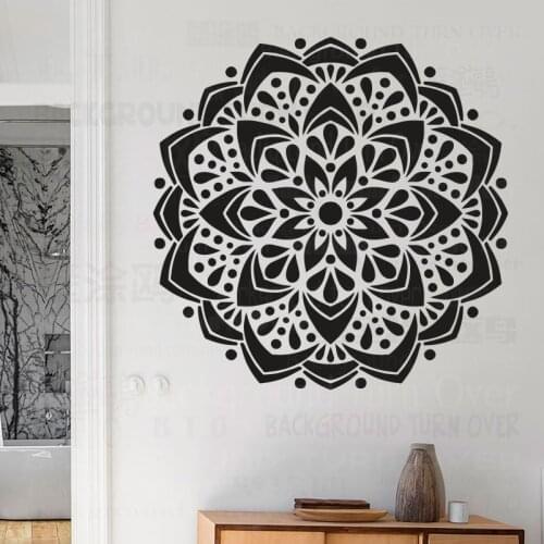 60cm - 100cm Stencils For Walls Large Floor Paint Big Furniture Giant Mandala Indian Arabic Ethnic Round Flower S061