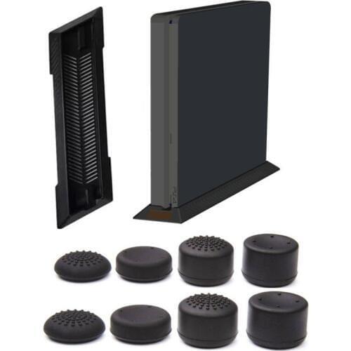 PS4 Slim Vertical Stand Mount Cradle Non-Slip Secure Base Holder for Sony PlayStation 4 Slim PS4 Slim + Silicone Caps Covers