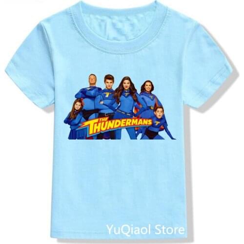 High Quality Summer Boys T-Shirts Blue T Shirt The Thundermans Cartoon Tshirts for Children Kids Clothes Camisetas Drop Shipping