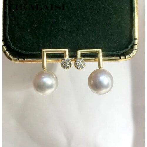 YIKALAISI 925 Sterling Silver Earrings Jewelry For Women 8-9 Round Natural Freshwater Pearl Earrings New Wholesales