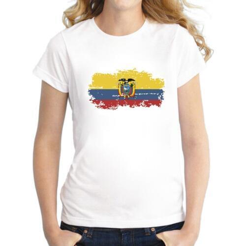 Ecuador Flag Women T shirts Round collar Fans Nostalgia Ecuador Flag Summer Style T-shirts Women Clothing