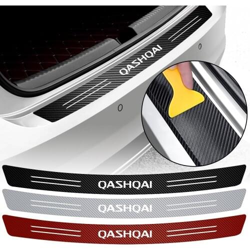1pcs Carbon Fiber Car Trunk Rear Bumper Protector film Sticker For Nissan Qashqai Juke Leaf Micra Sentra NOTE Patrol NISMO