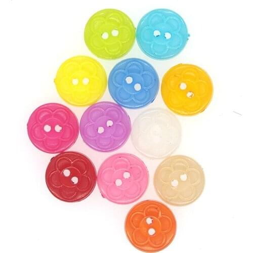 100PCs Resin Buttons 2 holes Round Colorful Flower Button Scrapbooking Sewing Accessories Craft Bottoni Botoes JS9029 12.5mm
