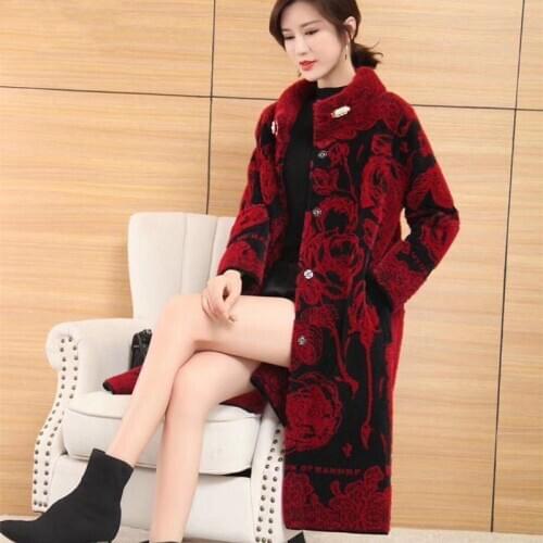 2020 Middle-aged Mother Fall Winter Clothes Jacket Mink Down Long Coat Noble Mink Woolen Overcoat Female Plus Size Wool Coats A